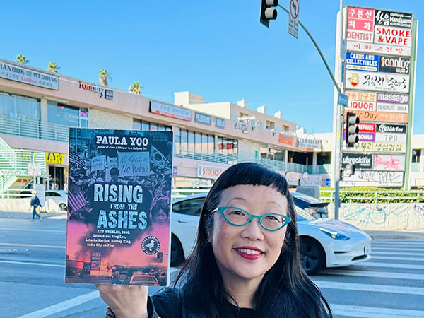 Paula Yoo with her new book Rising from the Ashes
